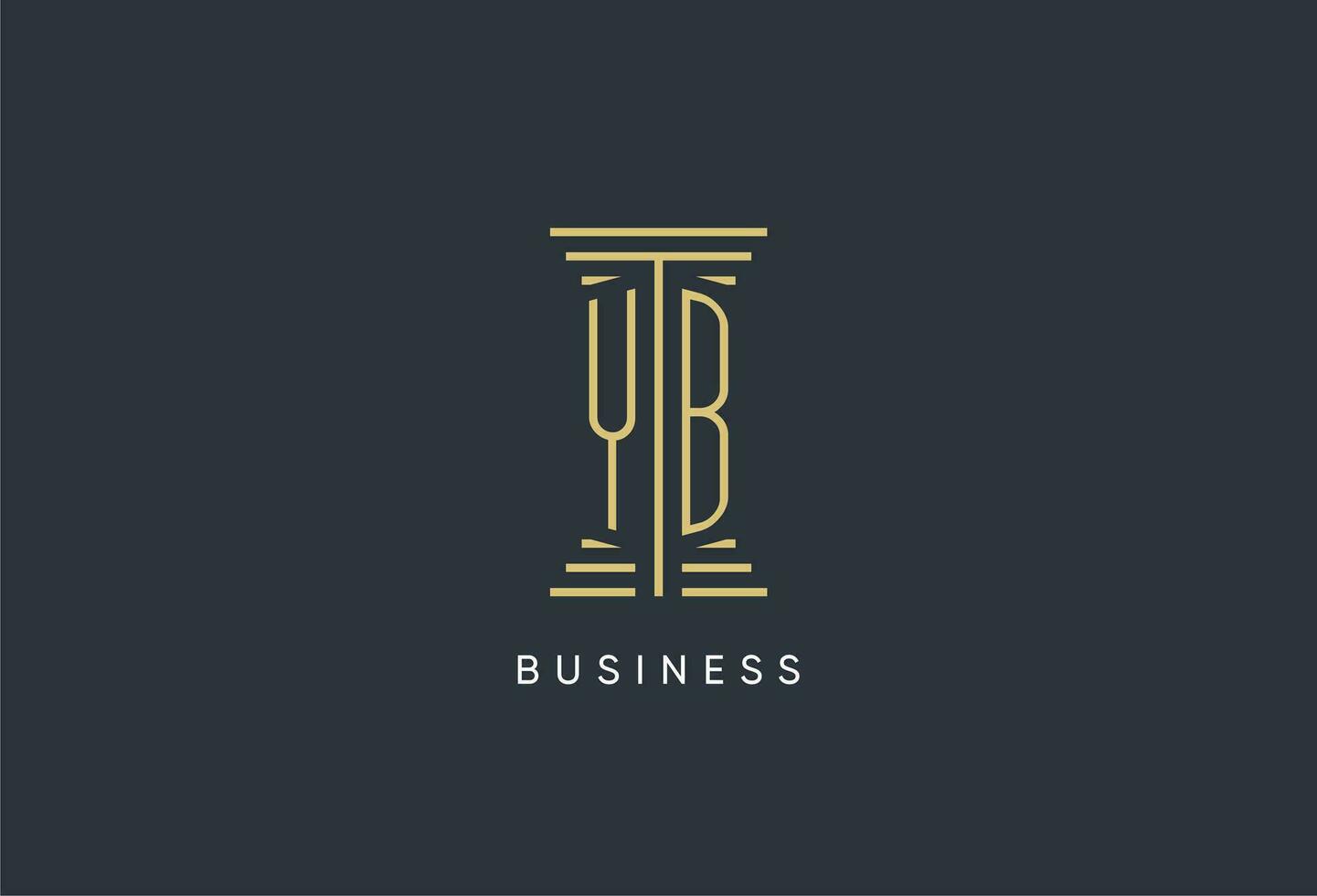 YB initial monogram with pillar shape logo design vector