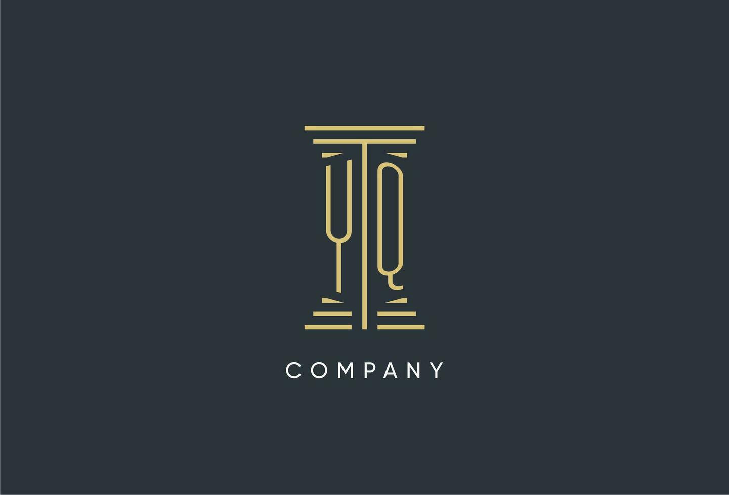 YQ initial monogram with pillar shape logo design vector