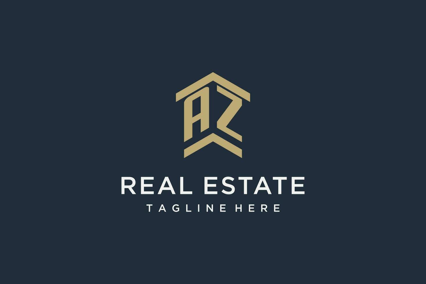 Initial AZ logo for real estate with simple and creative house roof icon logo design ideas vector