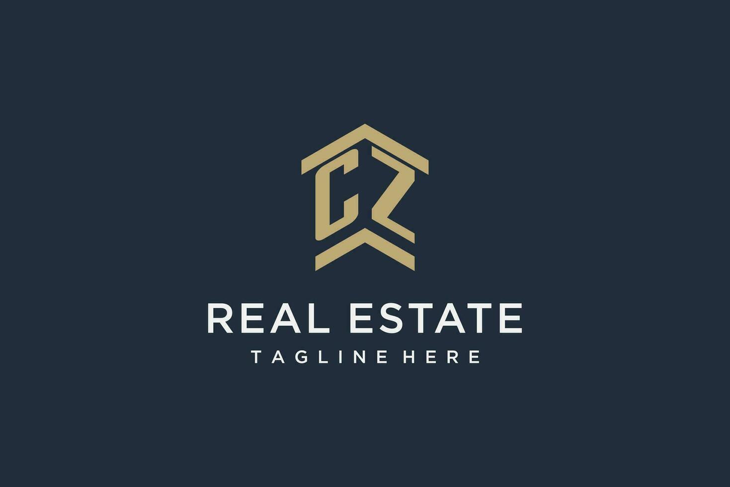Initial CZ logo for real estate with simple and creative house roof icon logo design ideas vector
