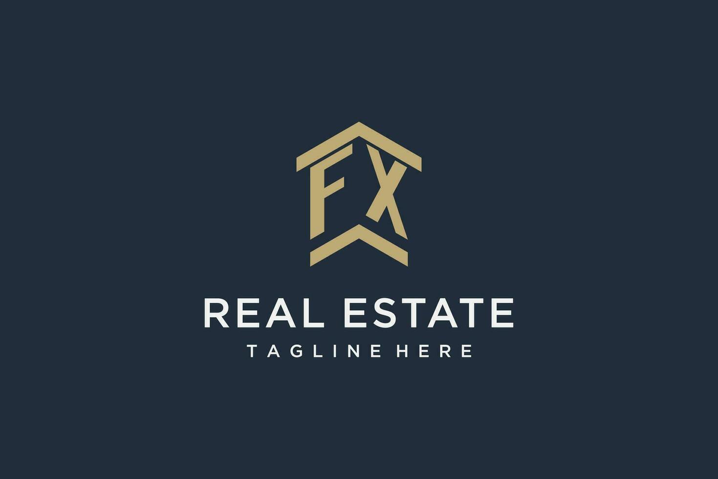 Initial FX logo for real estate with simple and creative house roof icon logo design ideas vector