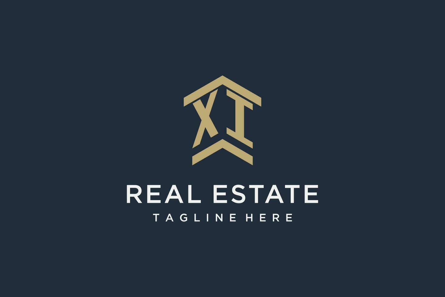 Initial XI logo for real estate with simple and creative house roof icon logo design ideas vector