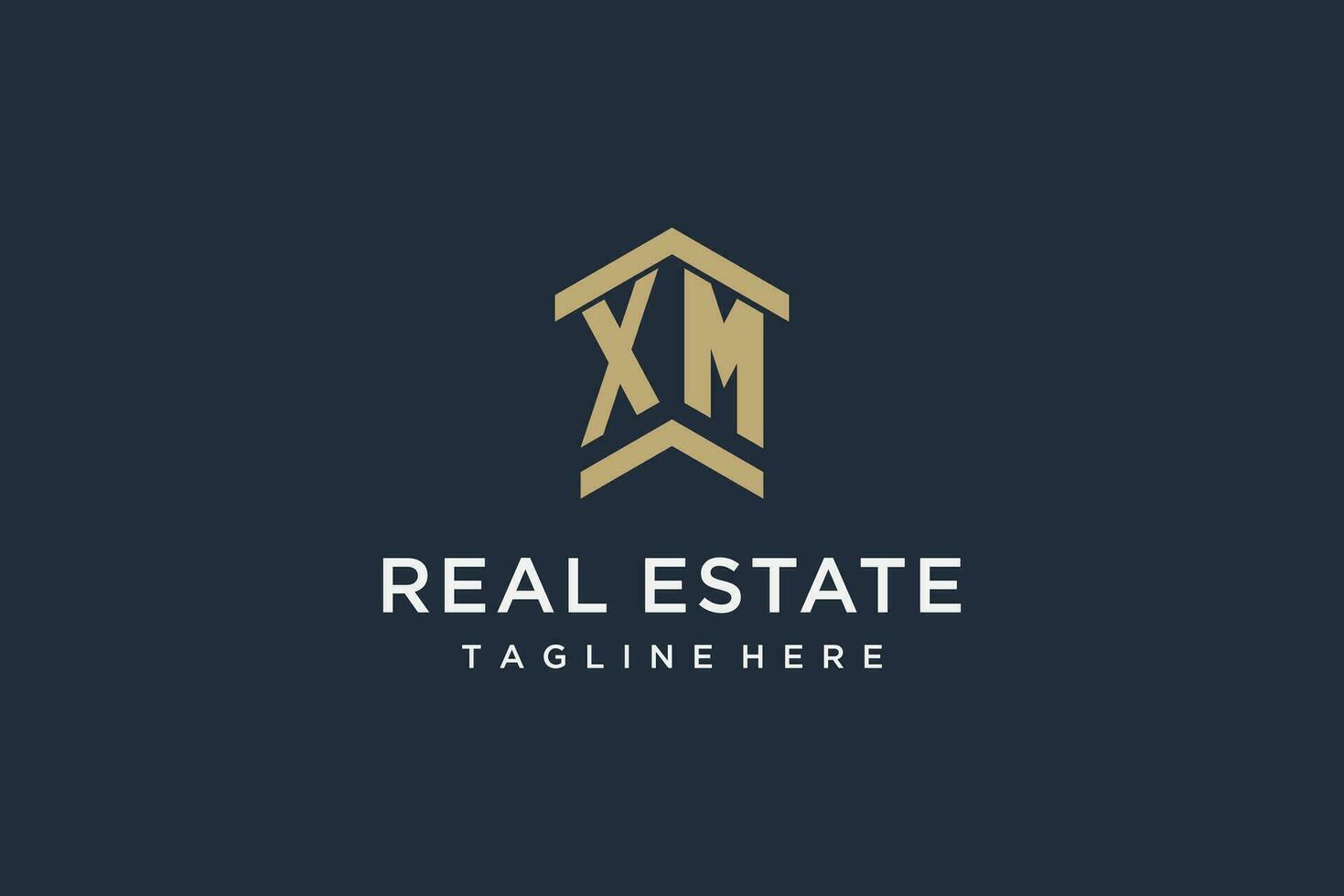 Initial XM logo for real estate with simple and creative house roof icon logo design ideas vector