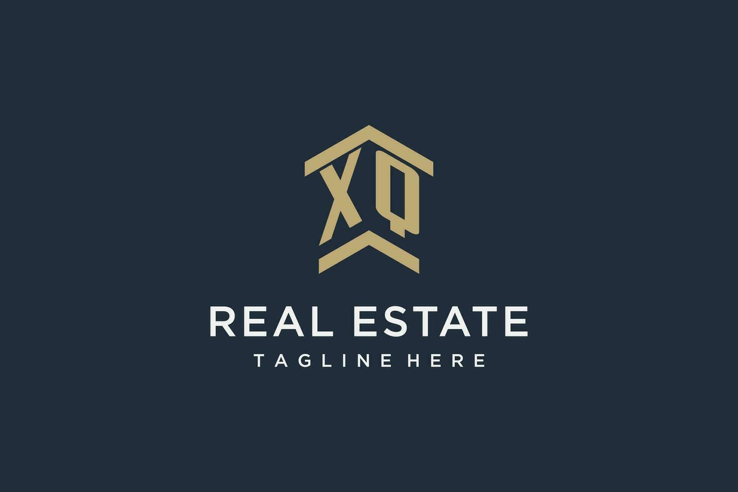 inicial xq logo para real inmuebles con sencillo y creativo casa techo icono logo diseño ideas vector