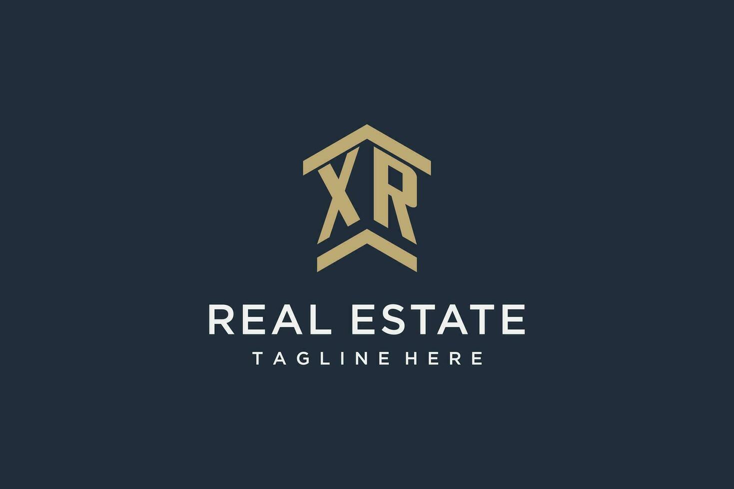 Initial XR logo for real estate with simple and creative house roof icon logo design ideas vector