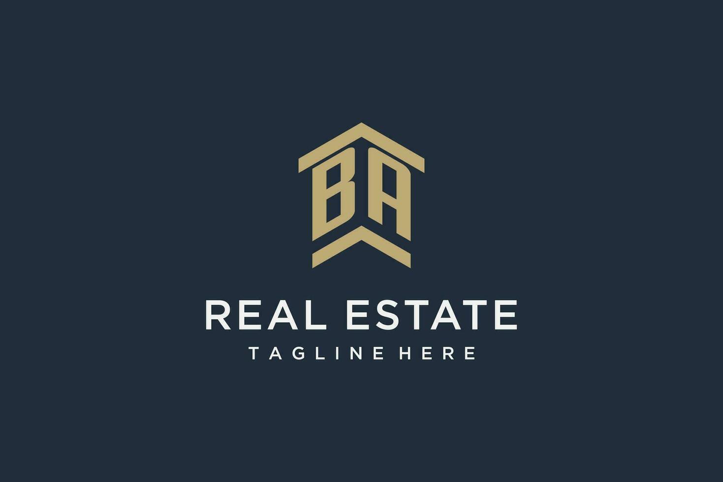 Initial BA logo for real estate with simple and creative house roof icon logo design ideas vector