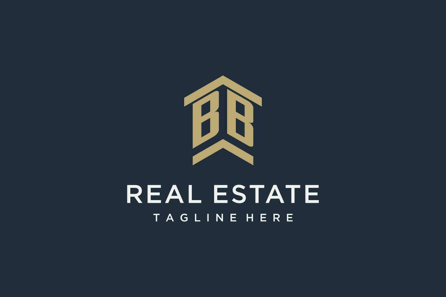 Initial BB logo for real estate with simple and creative house roof icon logo design ideas vector