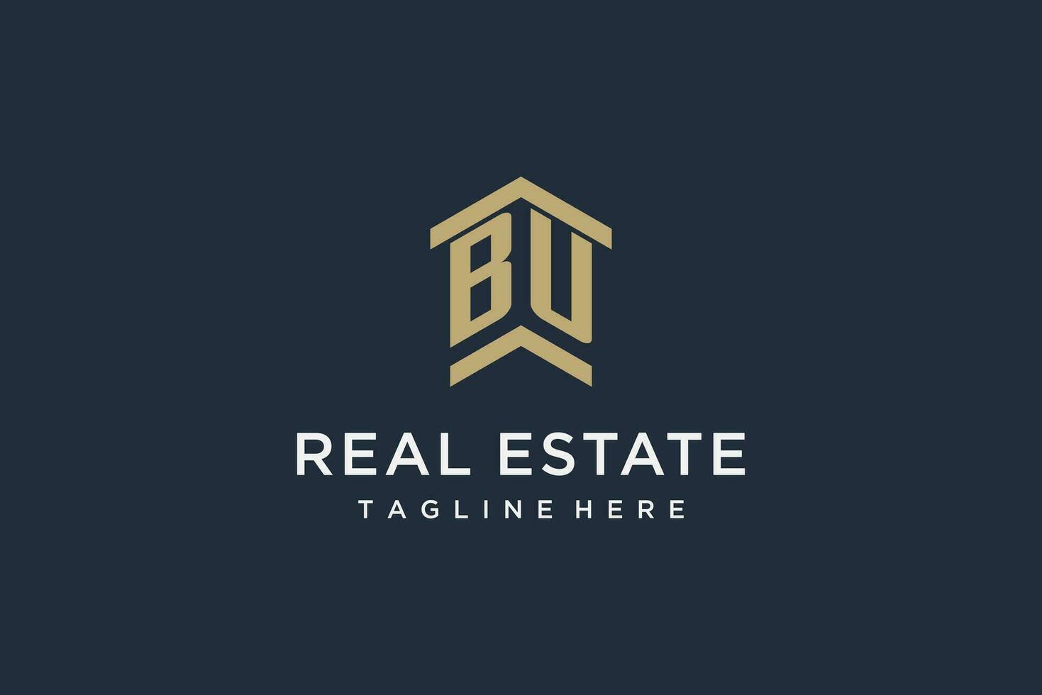 Initial BU logo for real estate with simple and creative house roof icon logo design ideas vector