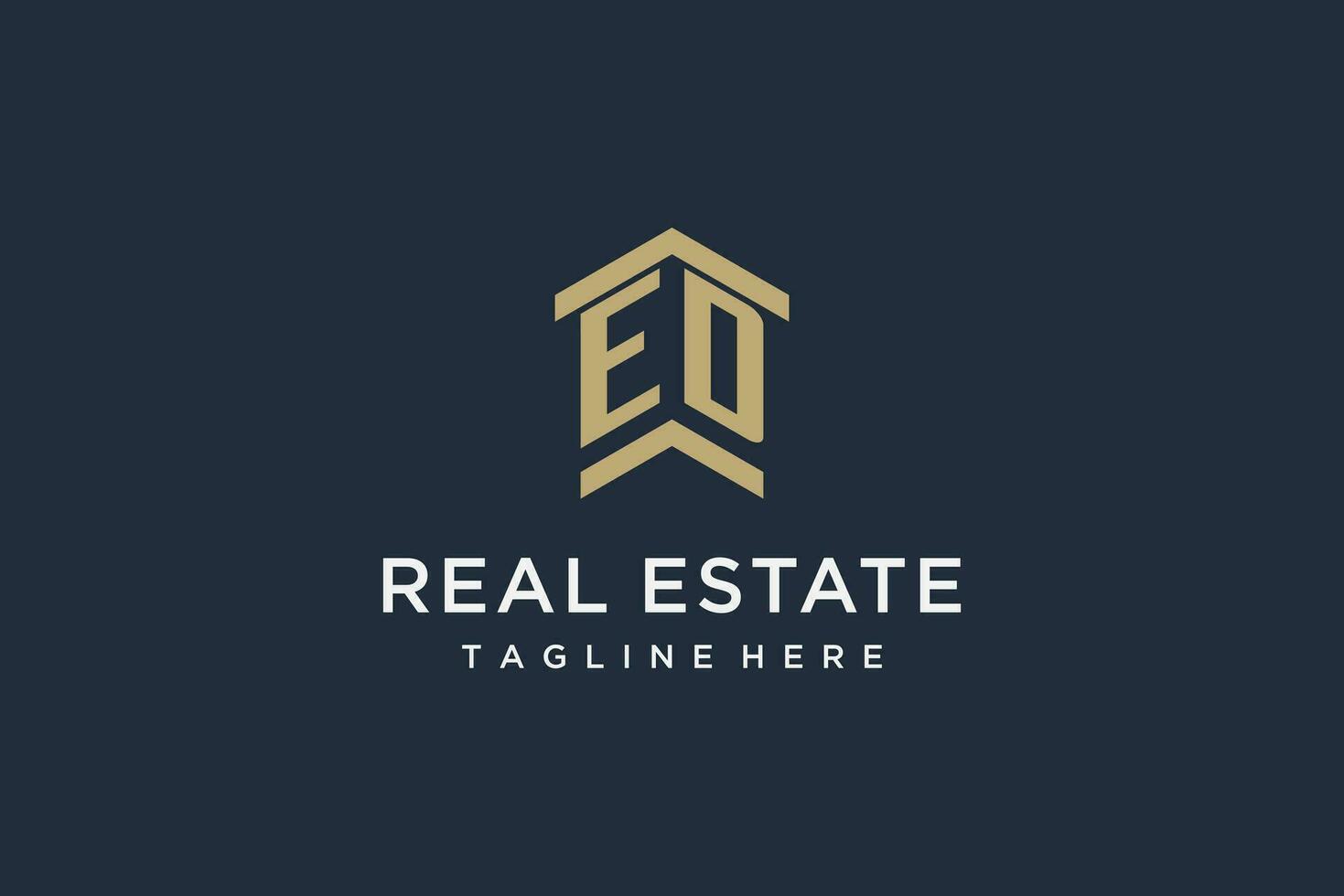 Initial ED logo for real estate with simple and creative house roof icon logo design ideas vector