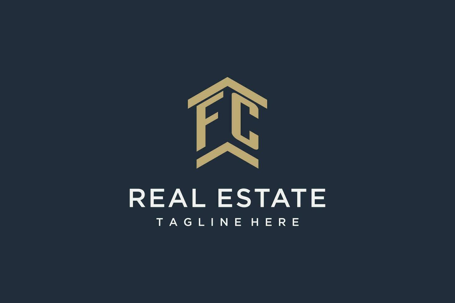 Initial FC logo for real estate with simple and creative house roof icon logo design ideas vector