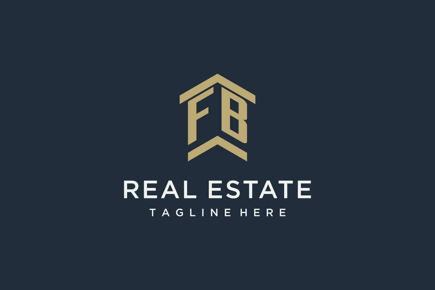 Initial FB logo for real estate with simple and creative house roof icon logo design ideas vector