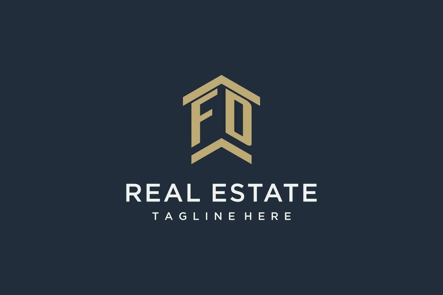 Initial FD logo for real estate with simple and creative house roof icon logo design ideas vector