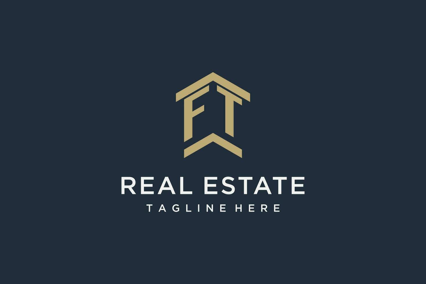Initial FT logo for real estate with simple and creative house roof icon logo design ideas vector
