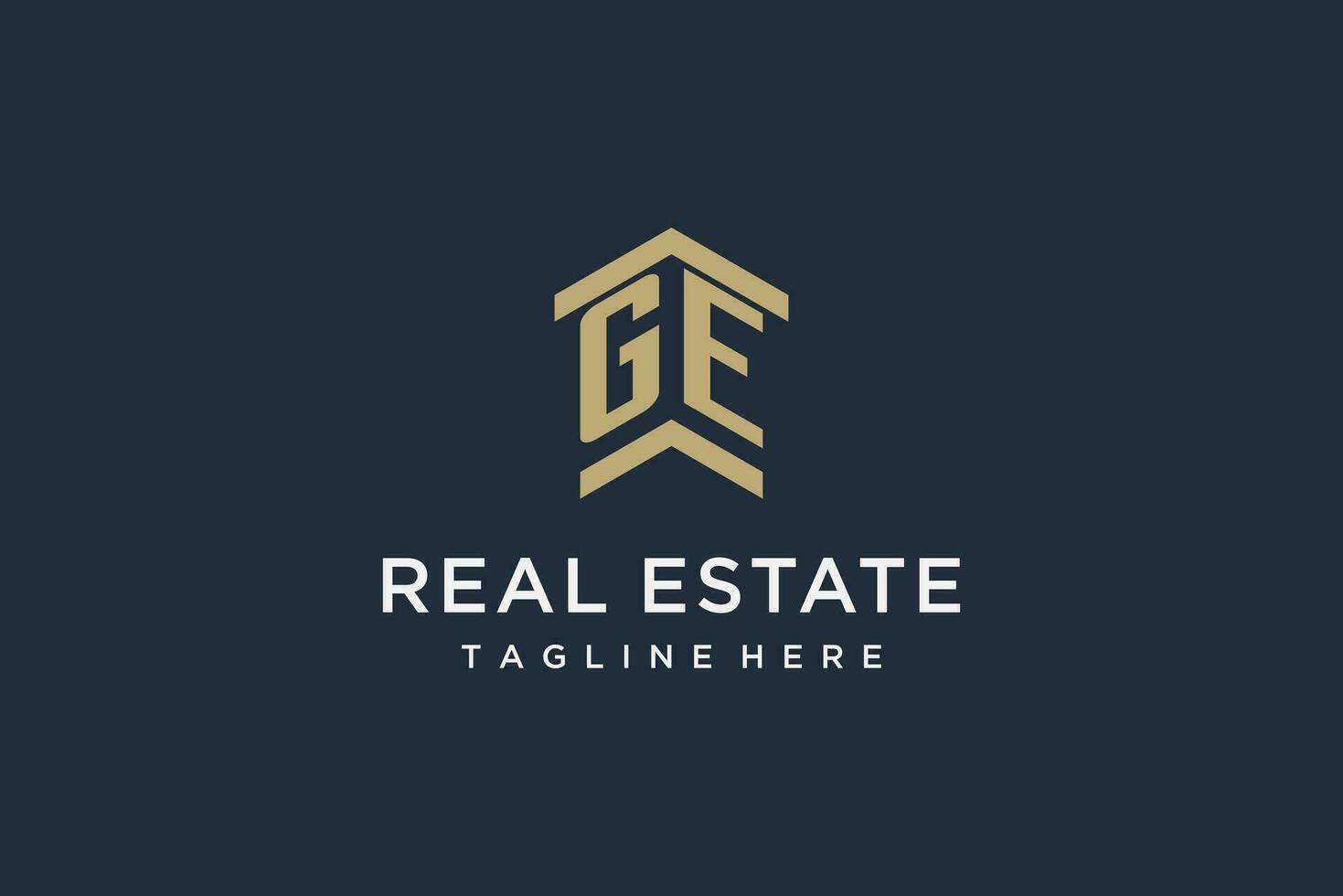 Initial GE logo for real estate with simple and creative house roof icon logo design ideas vector