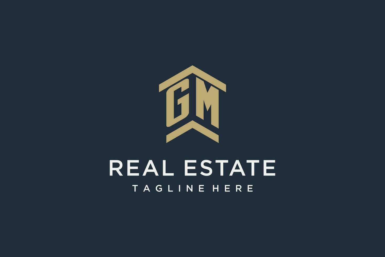 Initial GM logo for real estate with simple and creative house roof icon logo design ideas vector