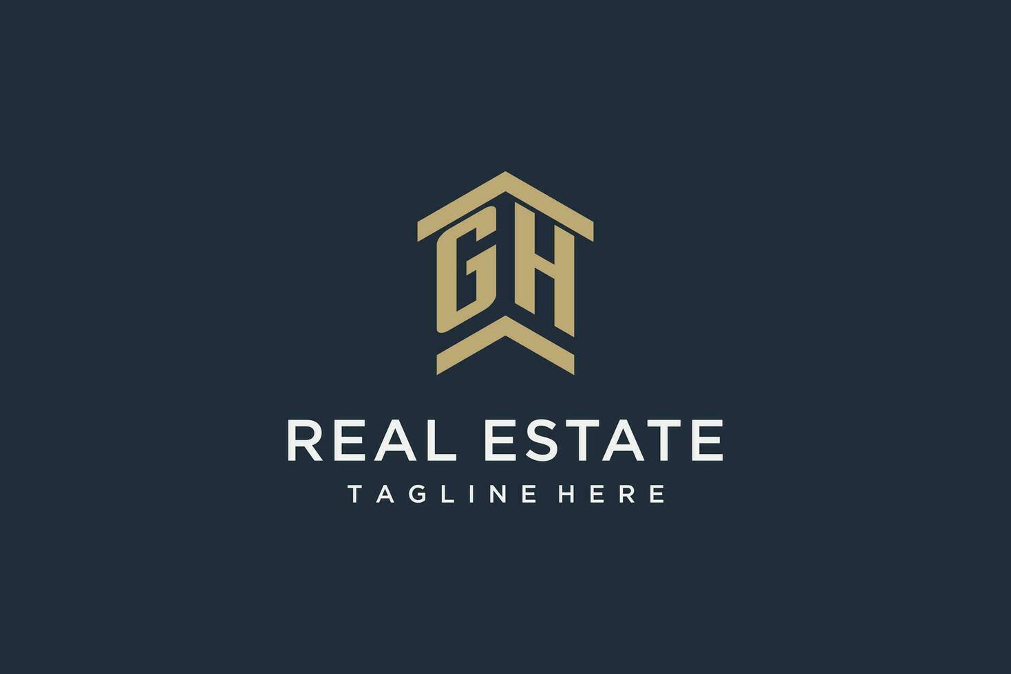 Initial GH logo for real estate with simple and creative house roof icon logo design ideas vector