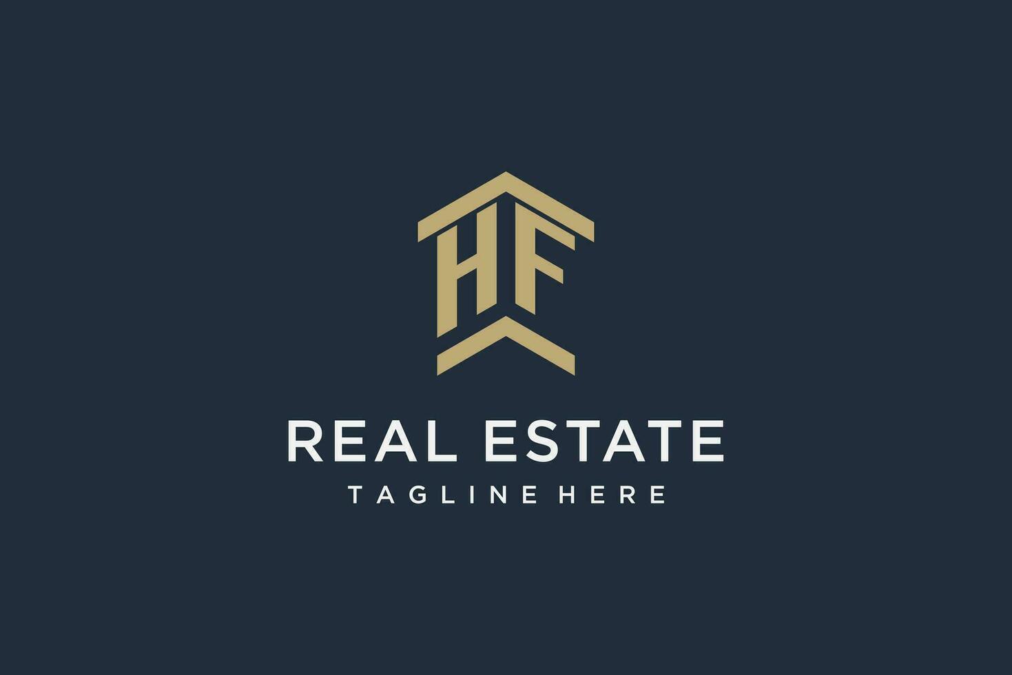 Initial HF logo for real estate with simple and creative house roof icon logo design ideas vector