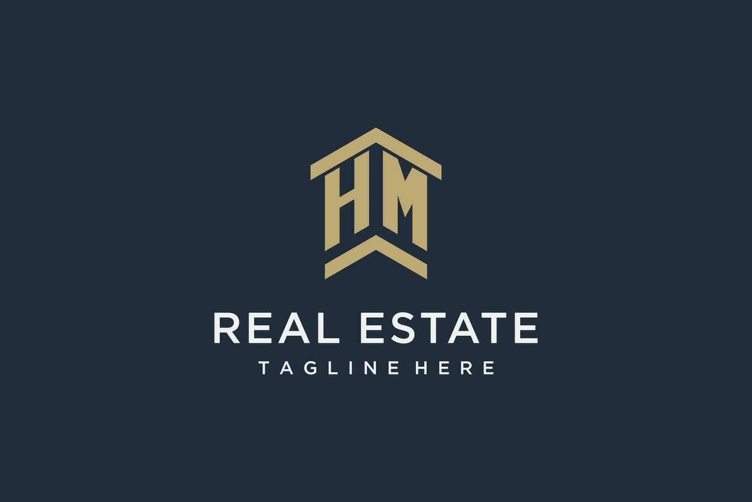 Initial HM logo for real estate with simple and creative house roof icon logo design ideas vector