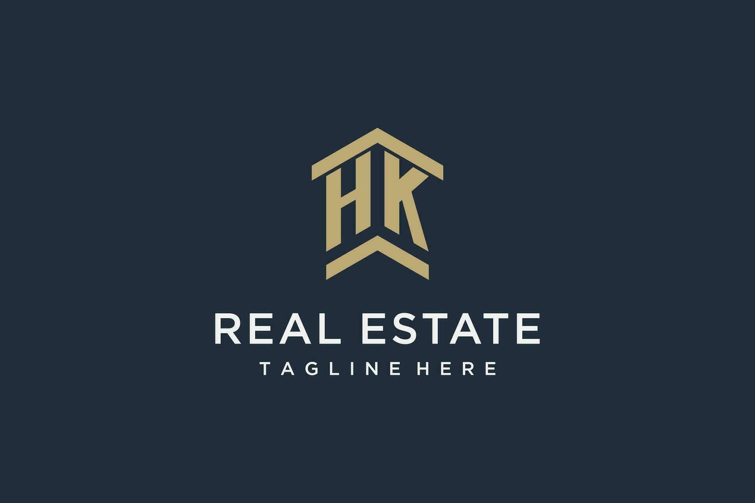 Initial HK logo for real estate with simple and creative house roof icon logo design ideas vector