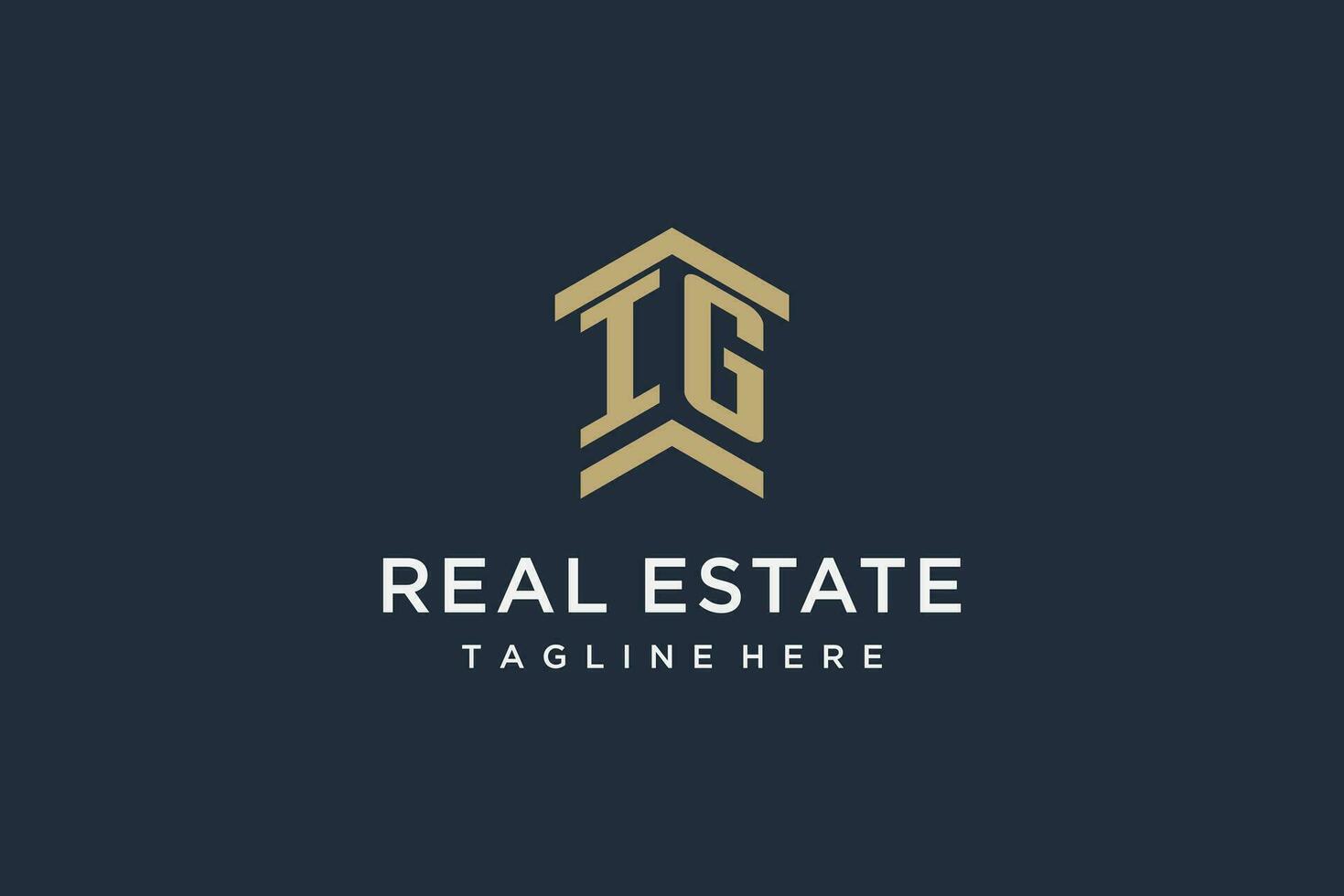 Initial IG logo for real estate with simple and creative house roof icon logo design ideas vector