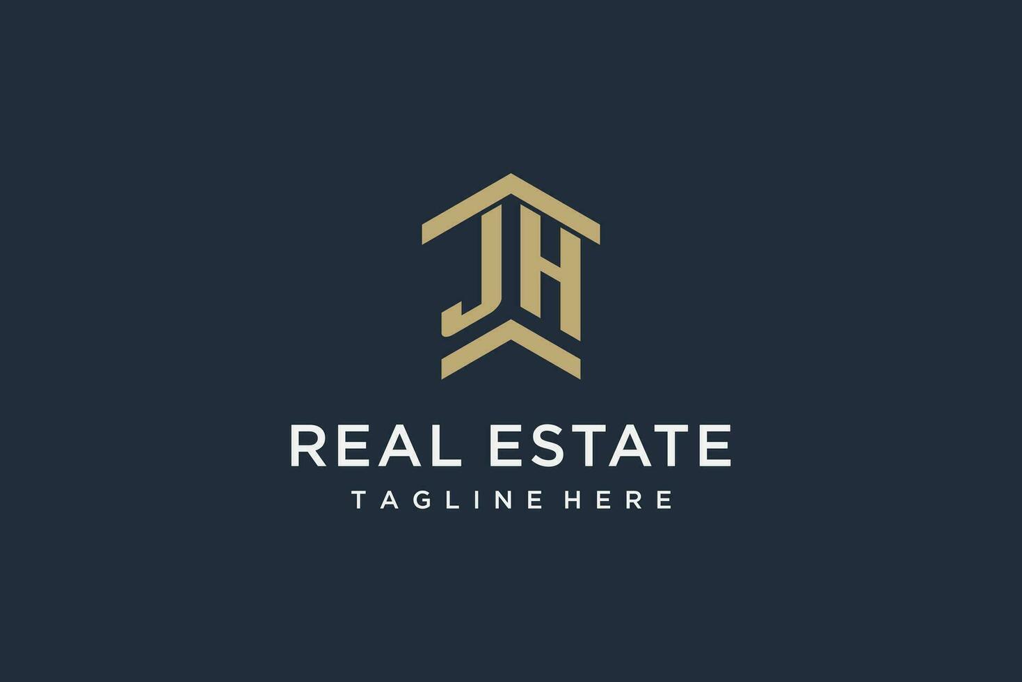 Initial JH logo for real estate with simple and creative house roof icon logo design ideas vector