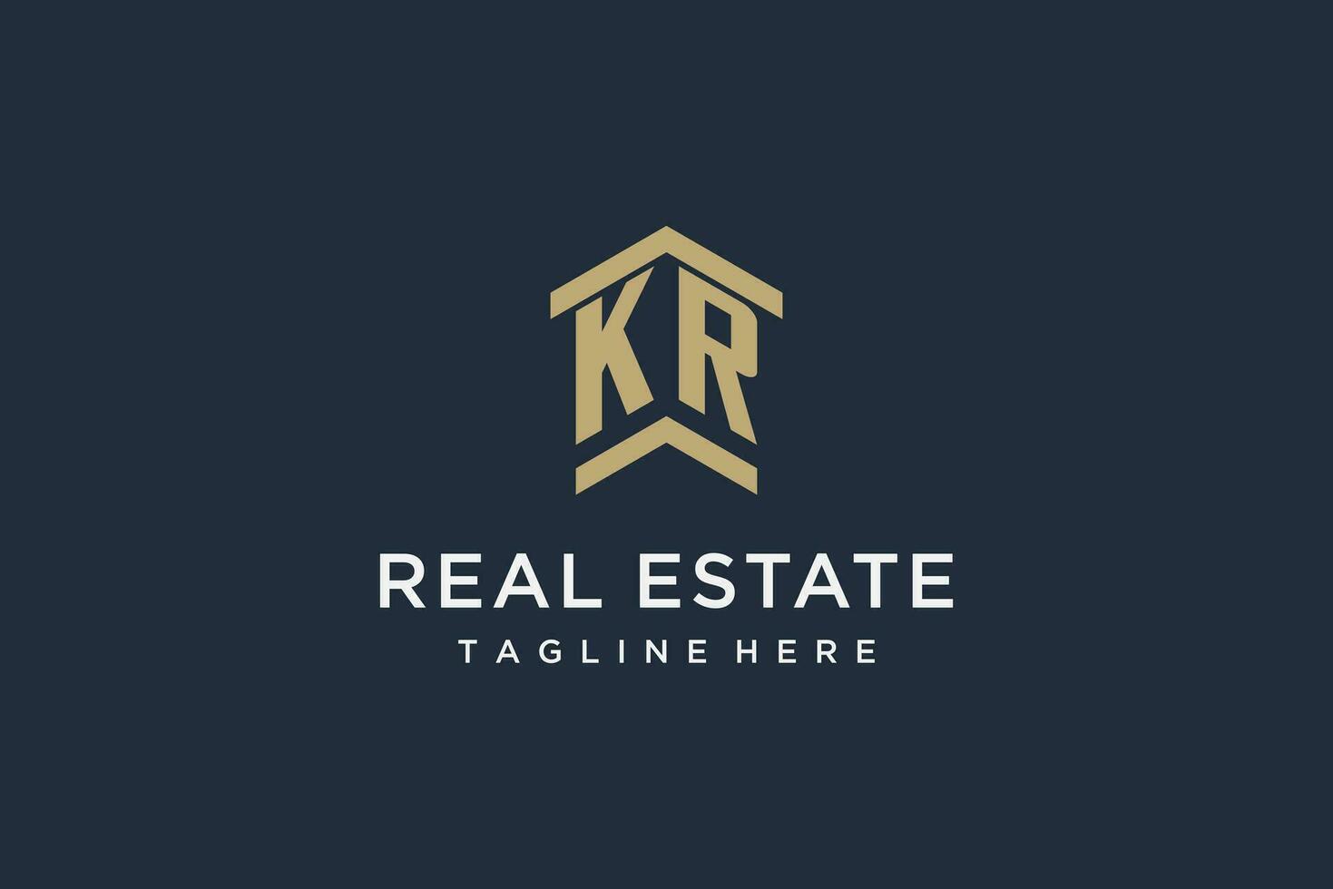 Initial KR logo for real estate with simple and creative house roof icon logo design ideas vector