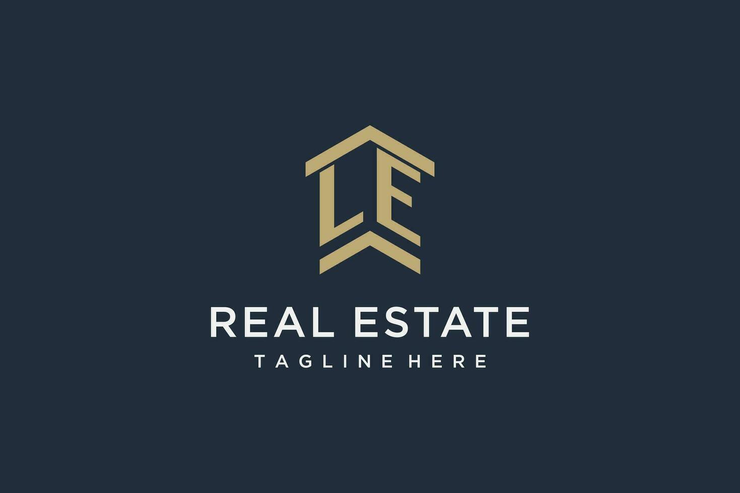 Initial LE logo for real estate with simple and creative house roof icon logo design ideas vector