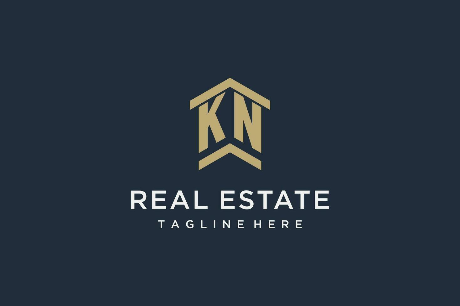 Initial KN logo for real estate with simple and creative house roof icon logo design ideas vector
