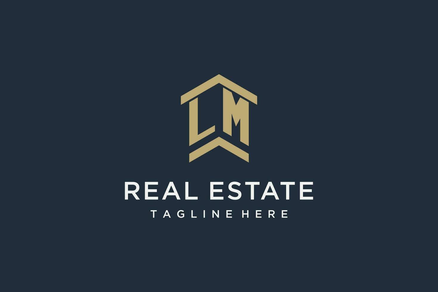 Initial LM logo for real estate with simple and creative house roof icon logo design ideas vector