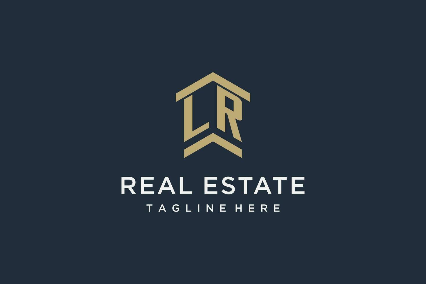 Initial LR logo for real estate with simple and creative house roof icon logo design ideas vector