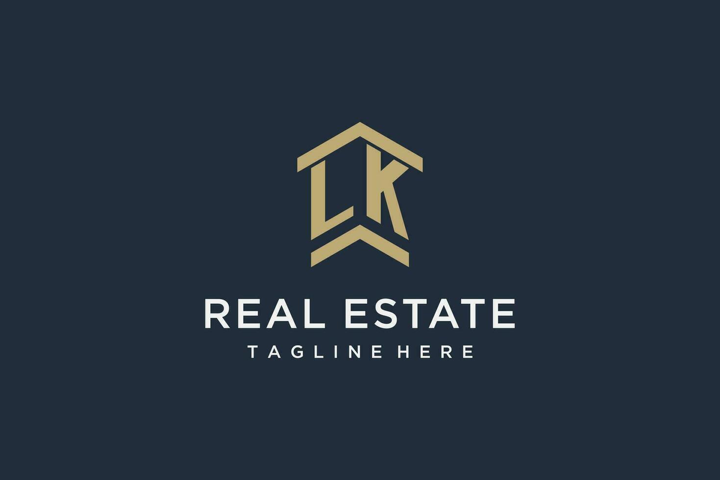 Initial LK logo for real estate with simple and creative house roof icon logo design ideas vector