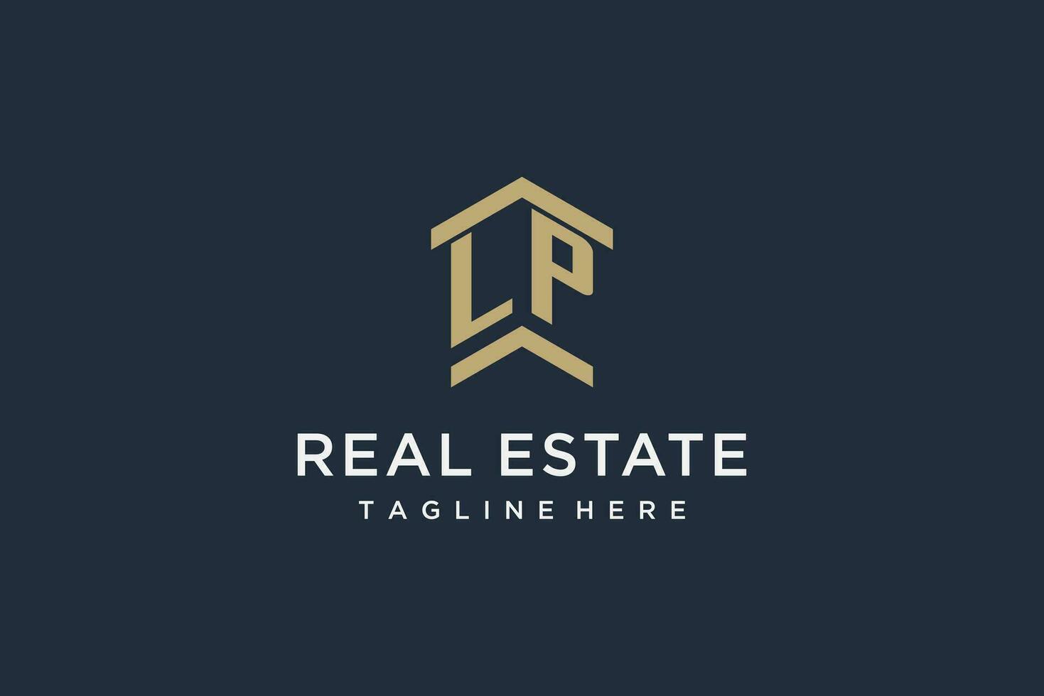 Initial LP logo for real estate with simple and creative house roof icon logo design ideas vector