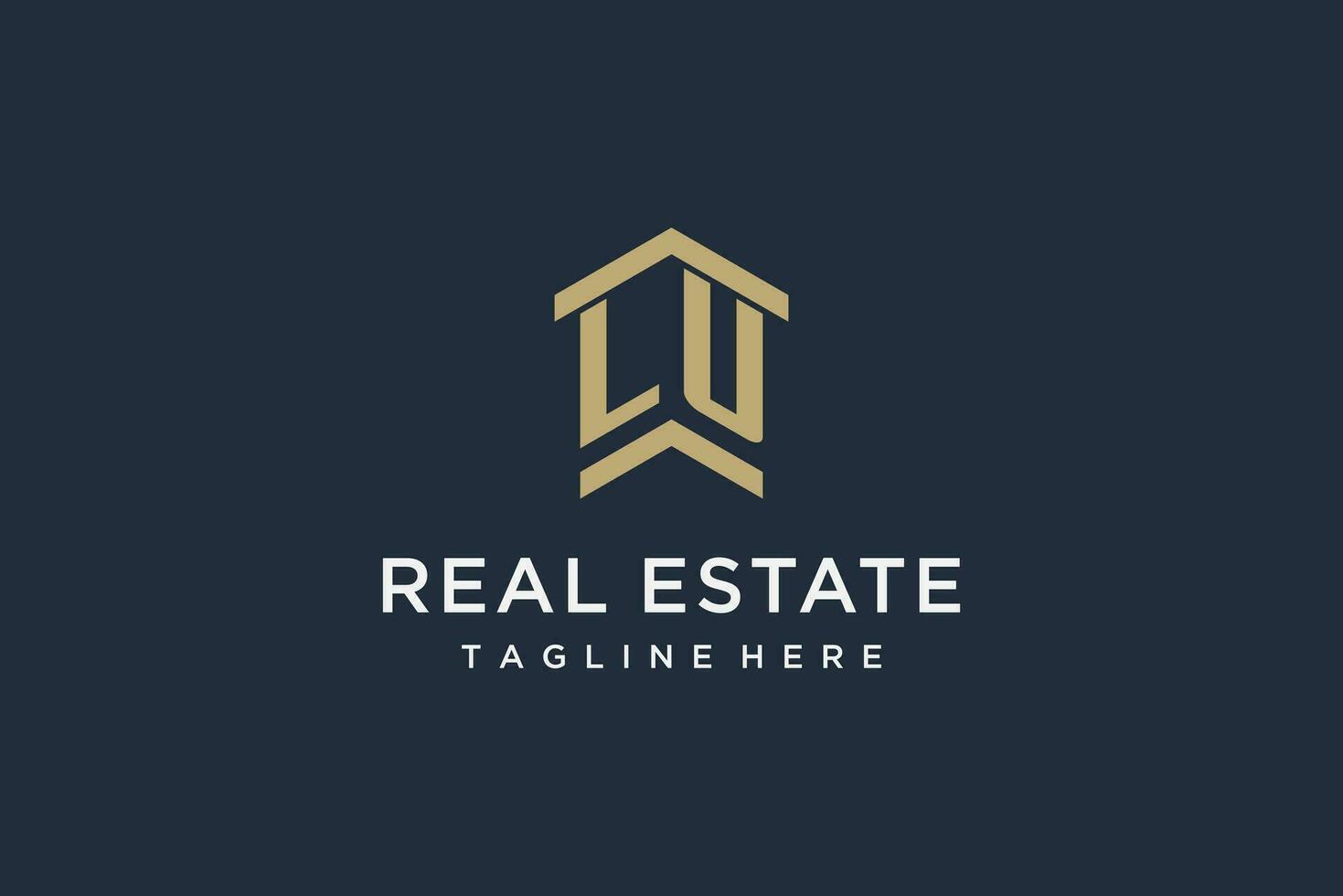 Initial LU logo for real estate with simple and creative house roof icon logo design ideas vector