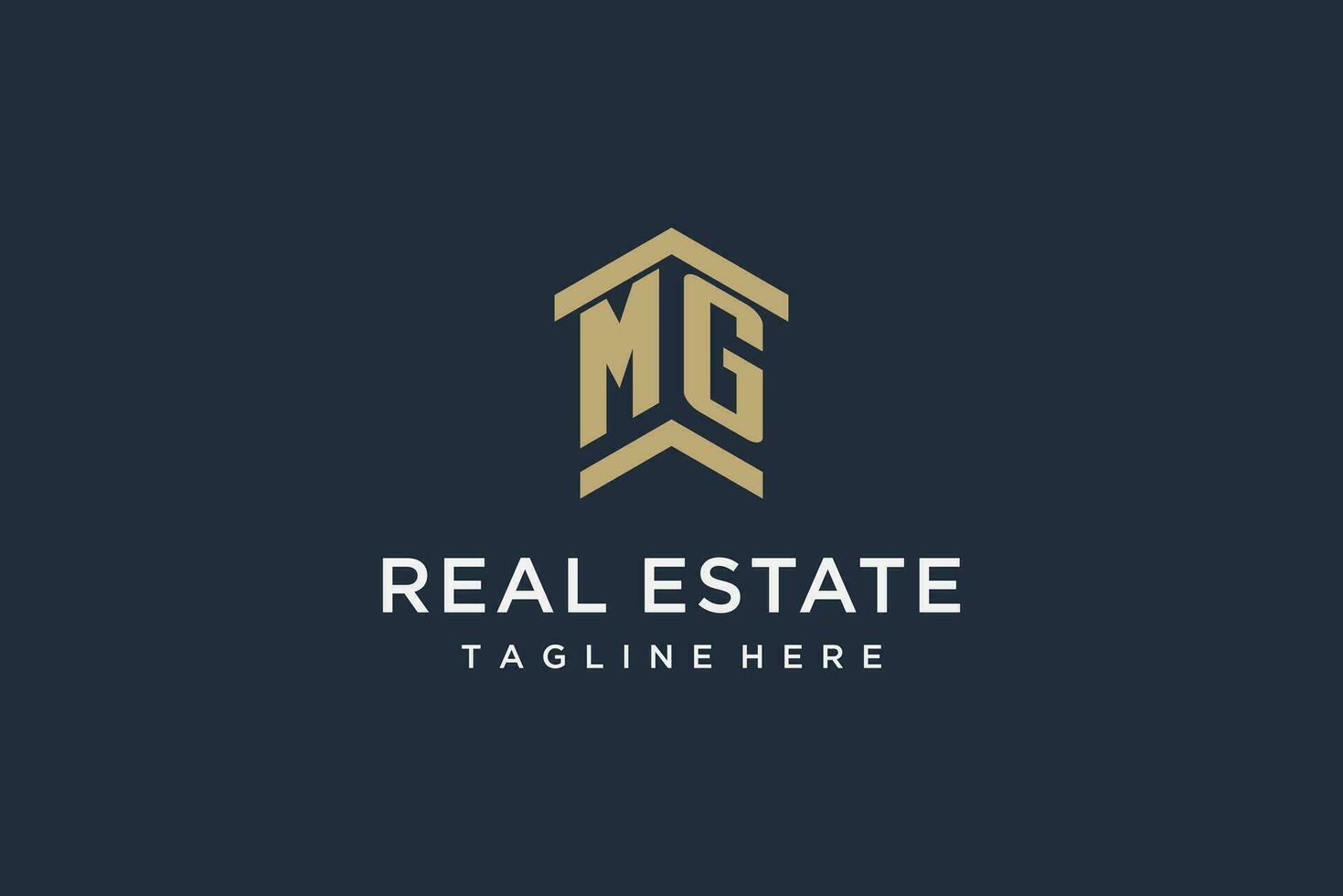 Initial MG logo for real estate with simple and creative house roof icon logo design ideas vector