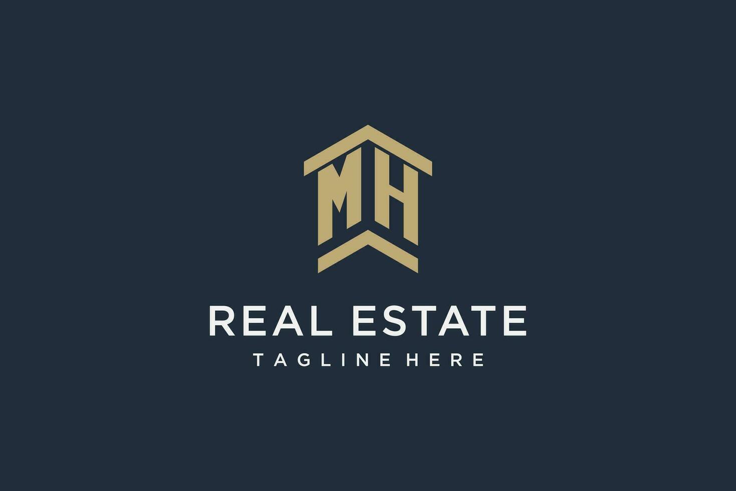 Initial MH logo for real estate with simple and creative house roof icon logo design ideas vector