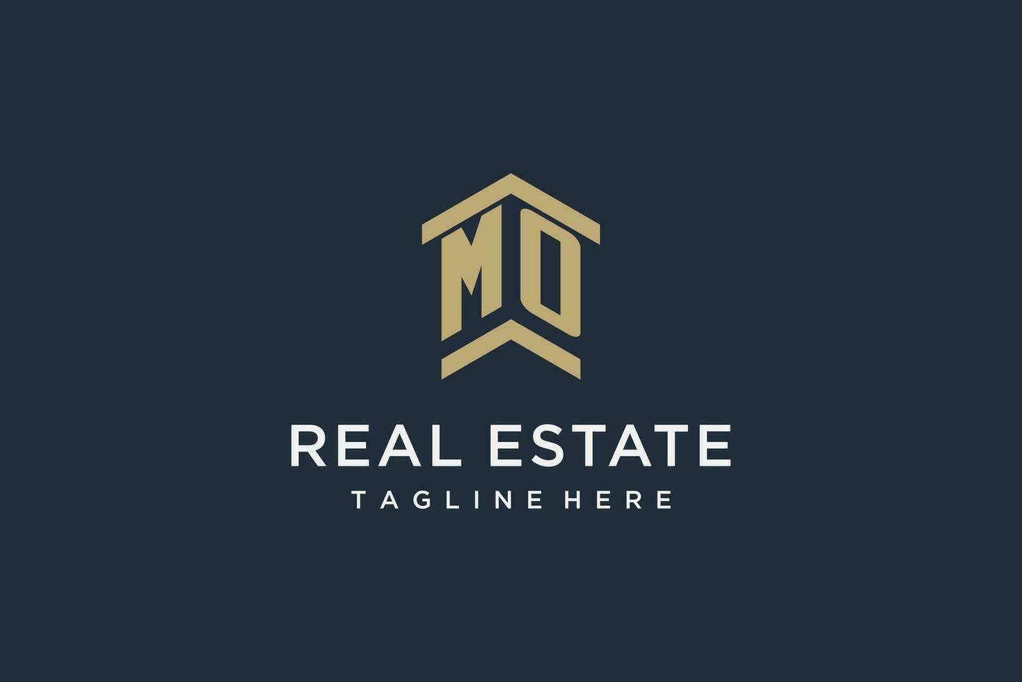 Initial MO logo for real estate with simple and creative house roof icon logo design ideas vector