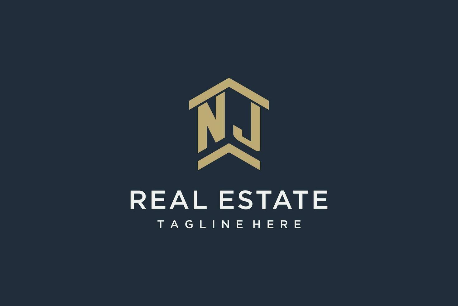 Initial NJ logo for real estate with simple and creative house roof icon logo design ideas vector