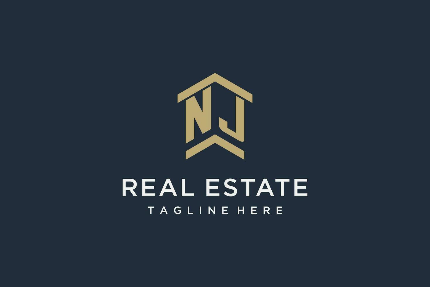 Initial NJ logo for real estate with simple and creative house roof icon logo design ideas vector