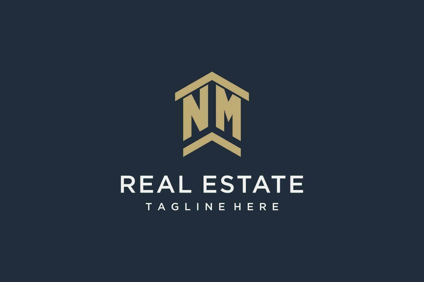 Initial NM logo for real estate with simple and creative house roof icon logo design ideas vector