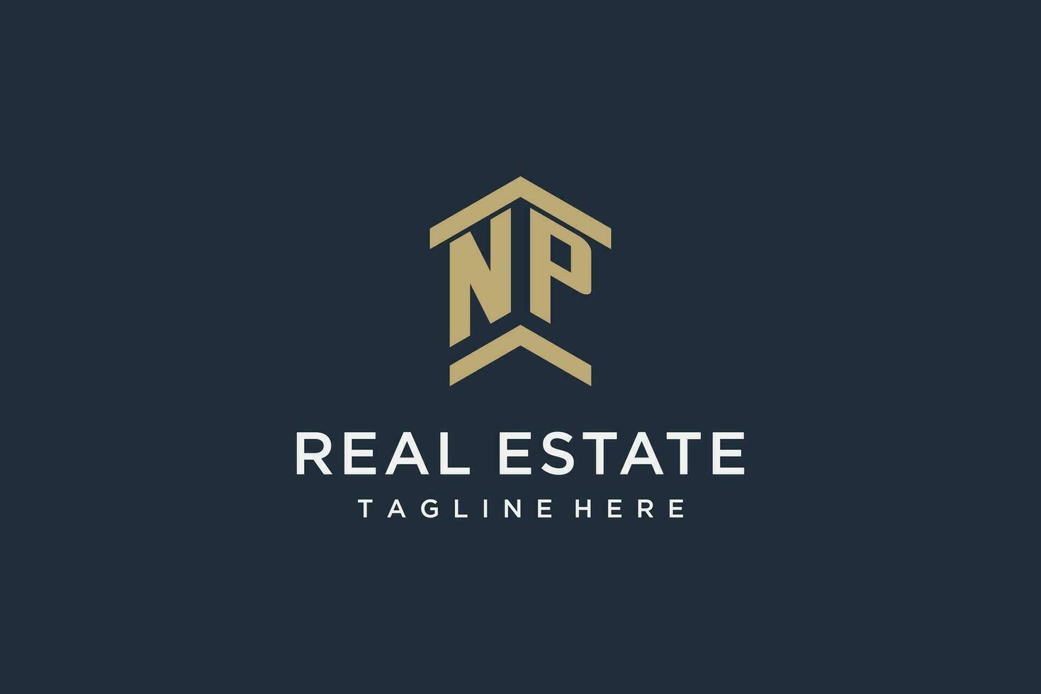 Initial NP logo for real estate with simple and creative house roof icon logo design ideas vector