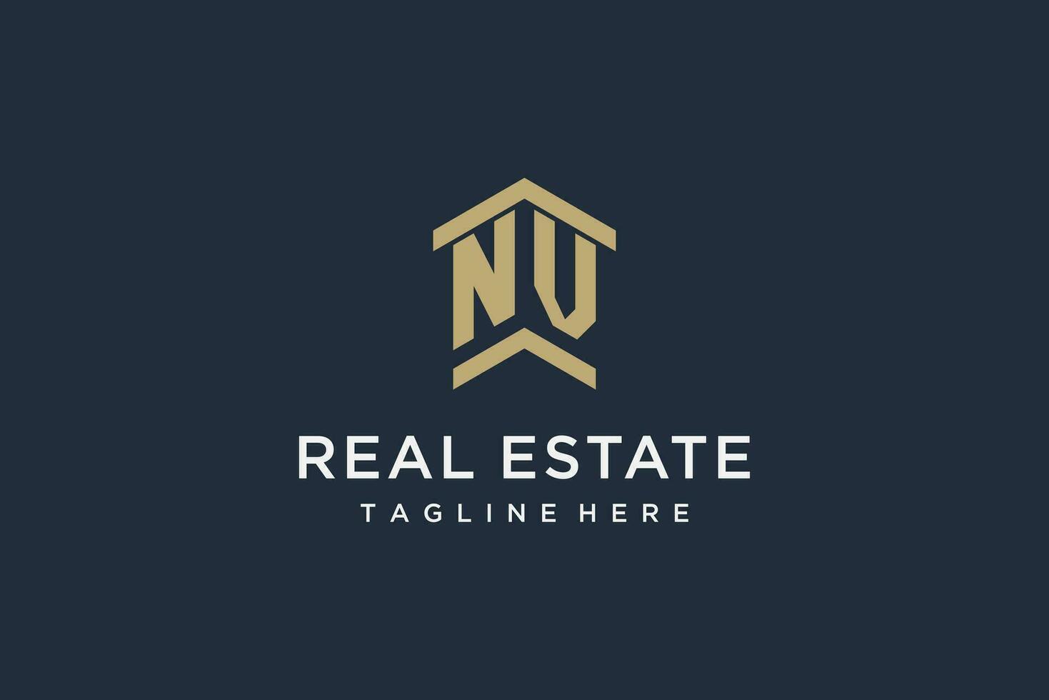 Initial NV logo for real estate with simple and creative house roof icon logo design ideas vector
