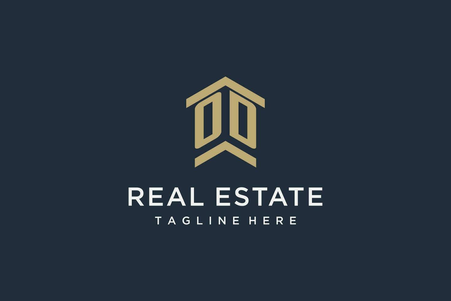 Initial OD logo for real estate with simple and creative house roof icon logo design ideas vector