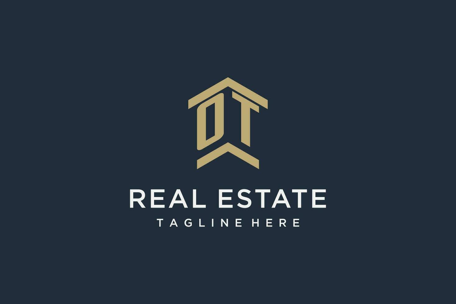 Initial OT logo for real estate with simple and creative house roof icon logo design ideas vector