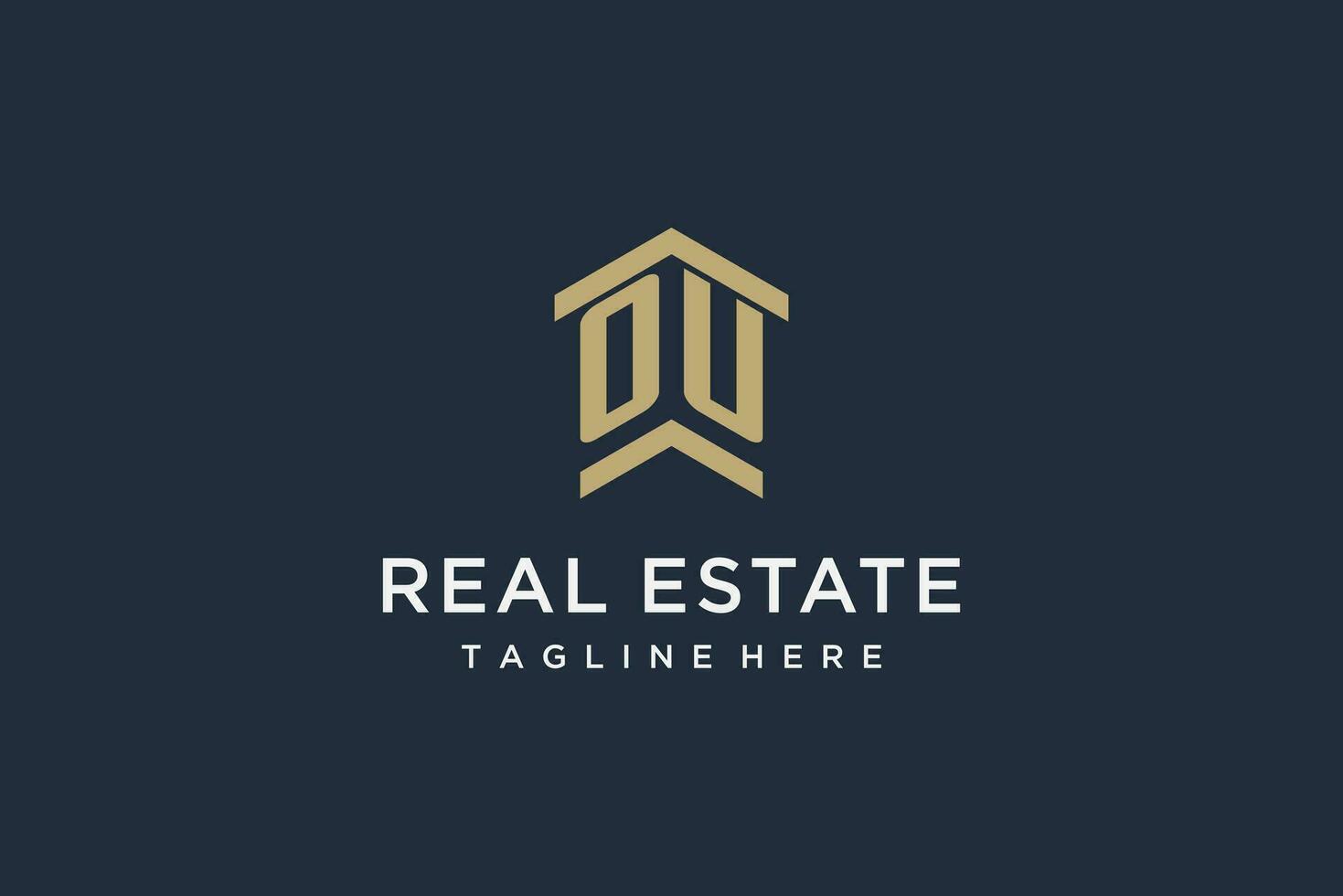 Initial OU logo for real estate with simple and creative house roof icon logo design ideas vector