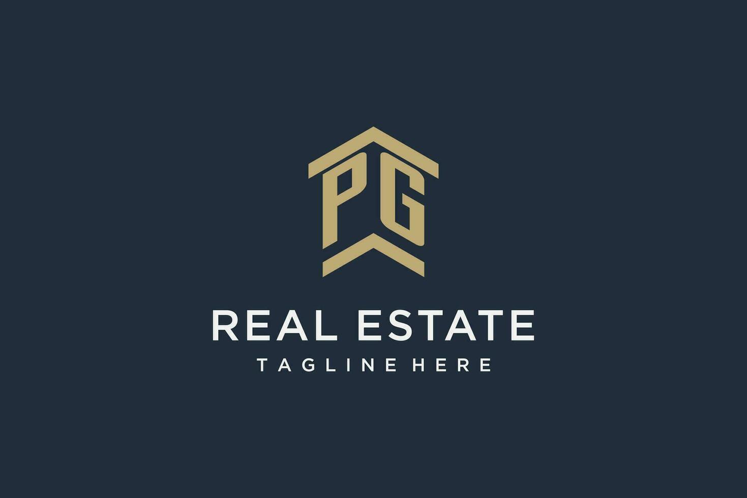 Initial PG logo for real estate with simple and creative house roof icon logo design ideas vector