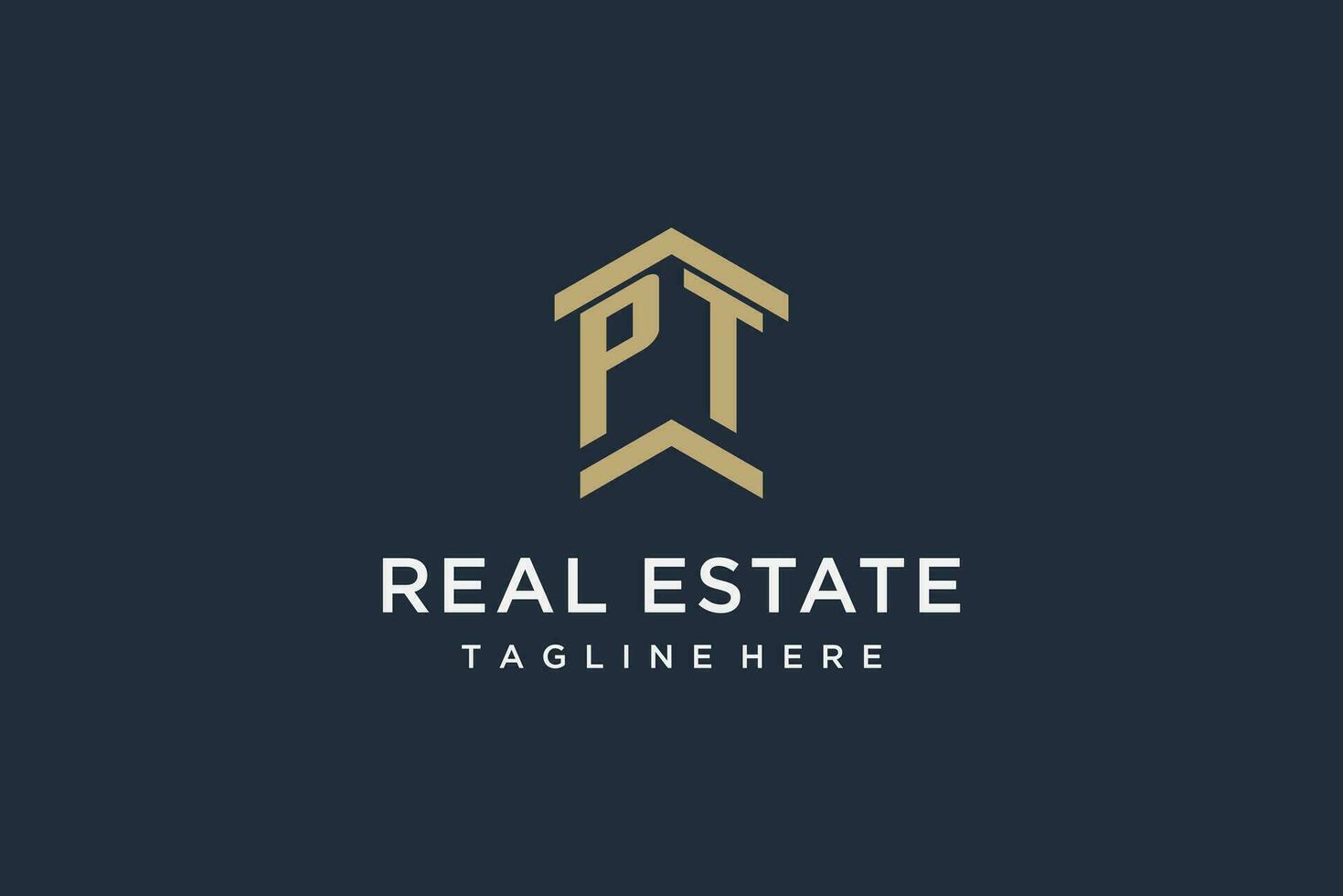 Initial PT logo for real estate with simple and creative house roof icon logo design ideas vector