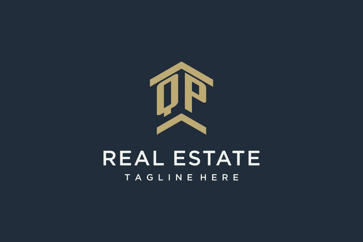 Initial QP logo for real estate with simple and creative house roof icon logo design ideas vector