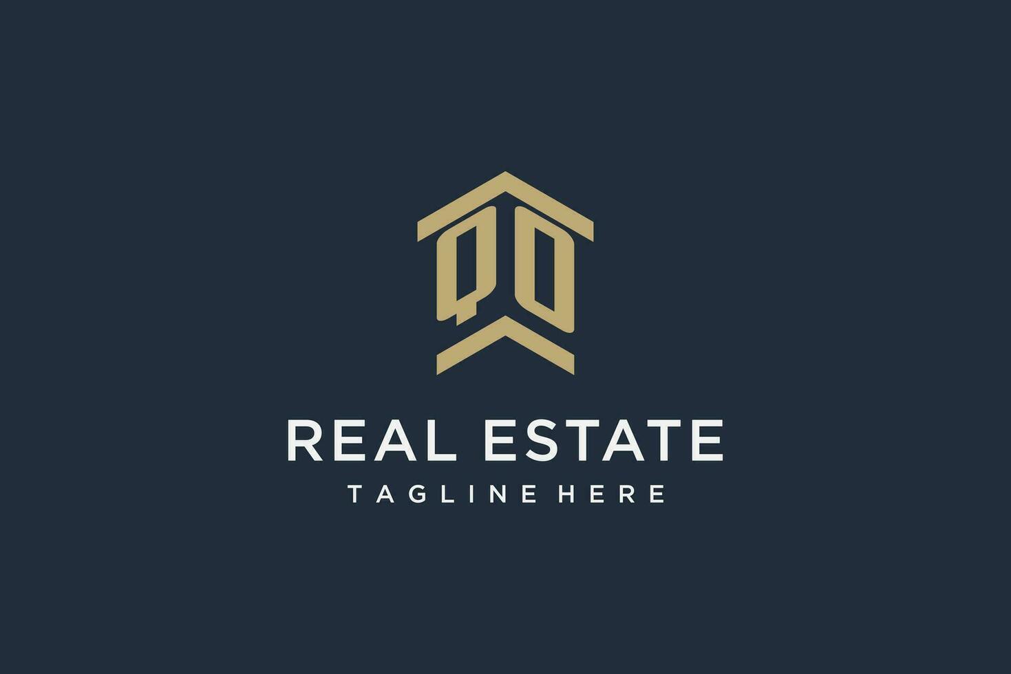 Initial QO logo for real estate with simple and creative house roof icon logo design ideas vector