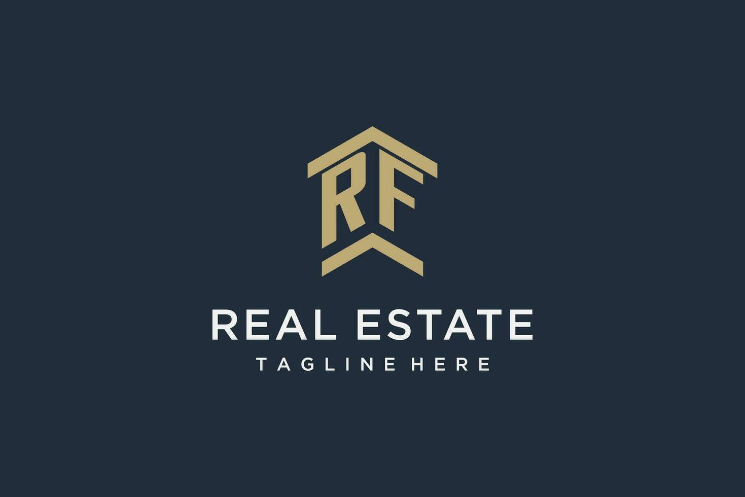 Initial RF logo for real estate with simple and creative house roof icon logo design ideas vector