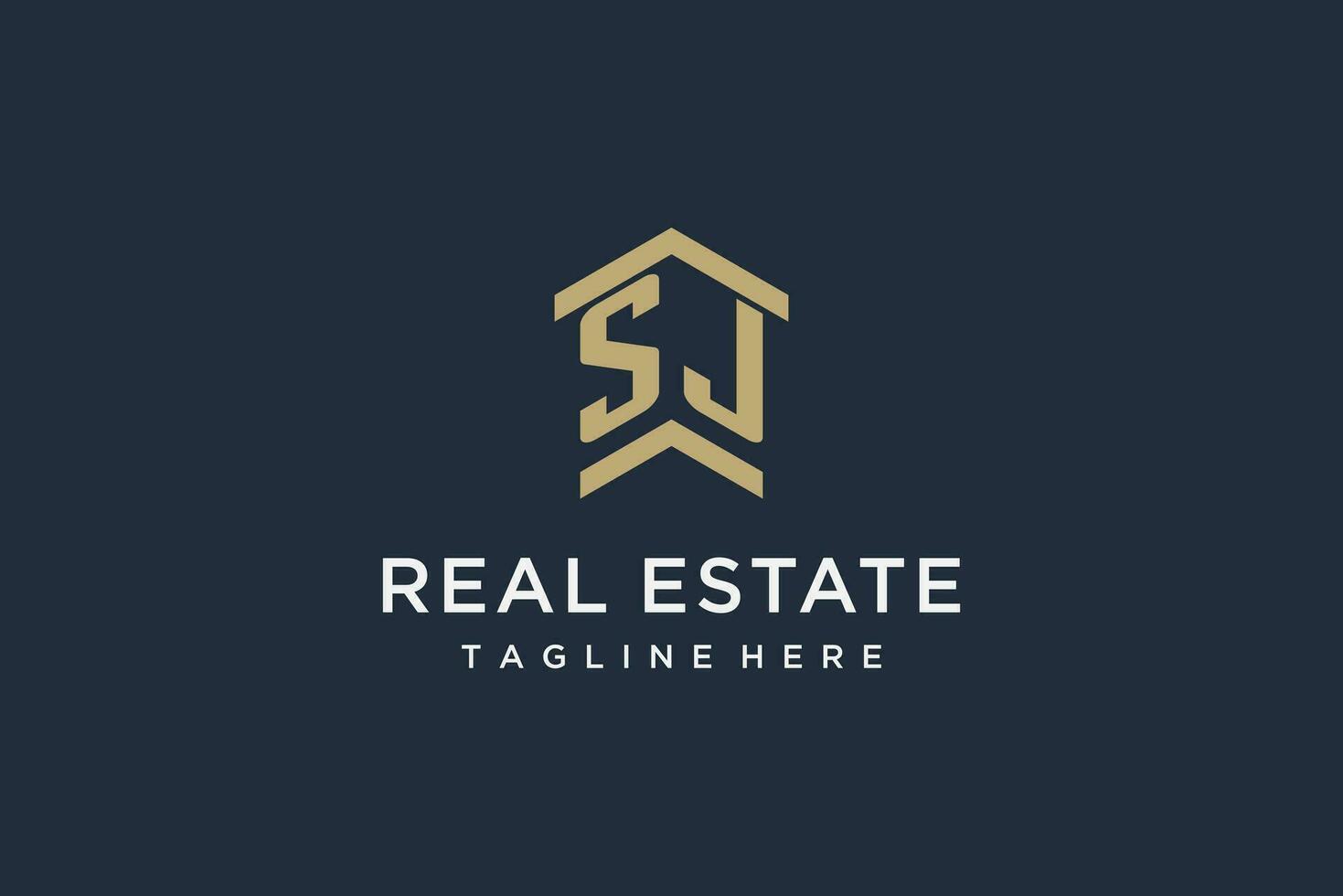 Initial SJ logo for real estate with simple and creative house roof icon logo design ideas vector